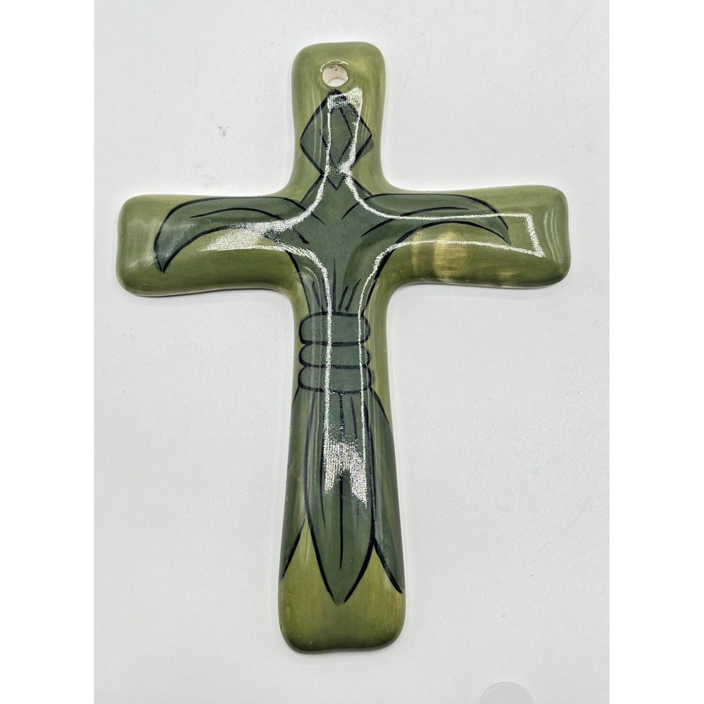 Jesus Art of the Spirit Cross. Porcelain Hand Painted Cross‎ 7"x 5"  Wall Decor